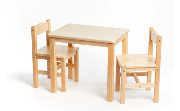 [2039477] Ensemble table et chaises en bois naturel